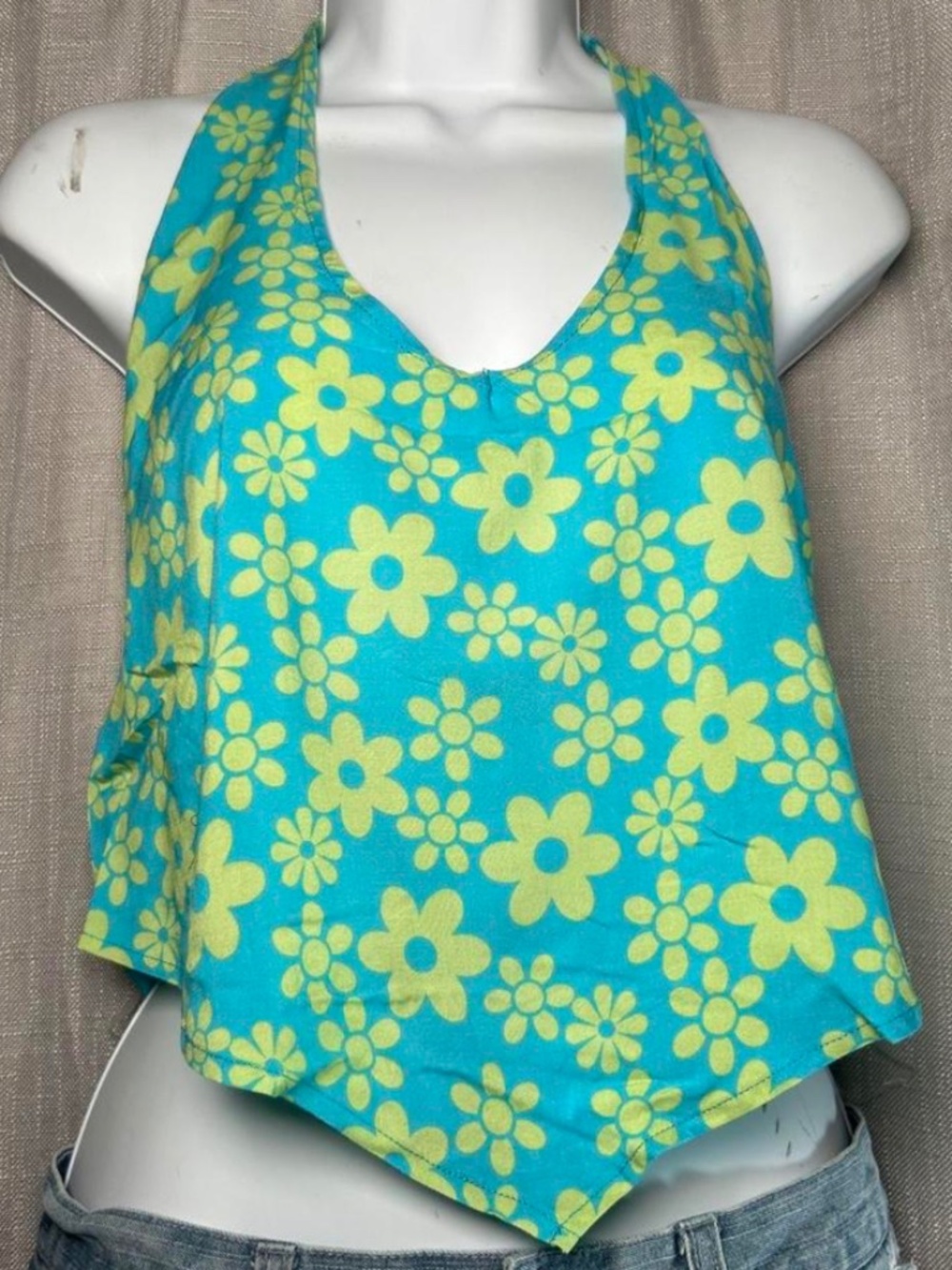 Self Esteem Halter Top Womens SZ Small Hippie Bold Wacky 60s Y2K Smocked Baddie